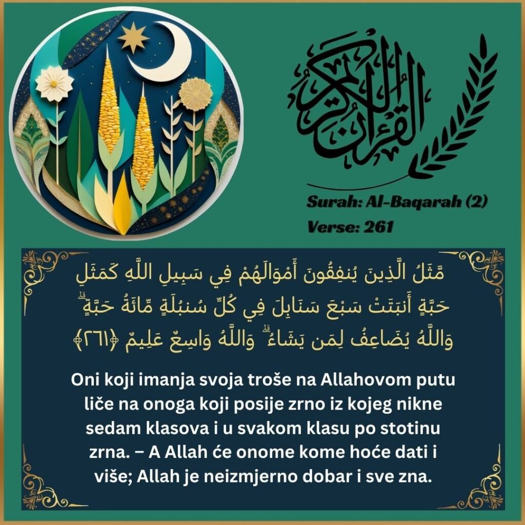 Image of Bosnian translation text of Surah Al-Baqarah (2:261) from the Quran.