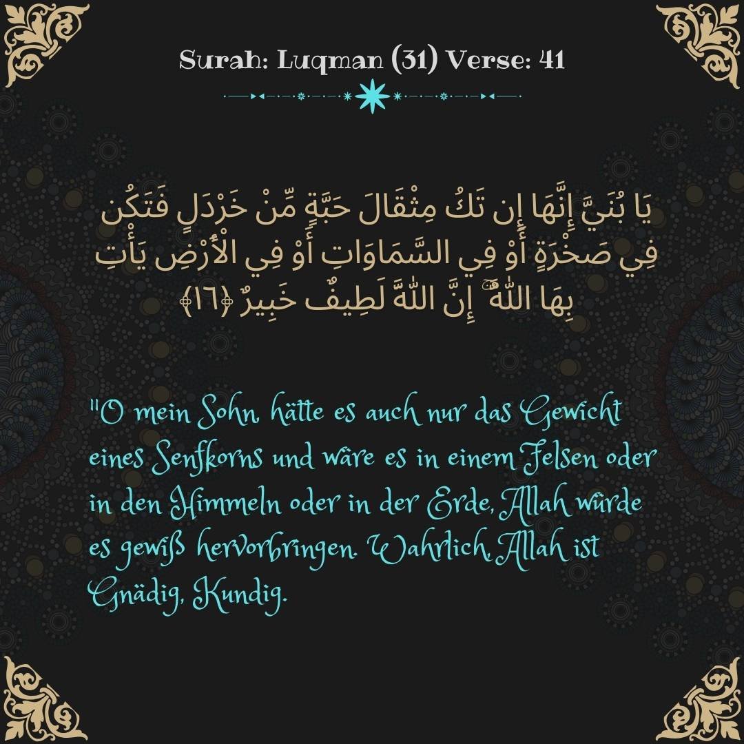 Image showing the German translation of Surah Luqman (31) Verse 41.