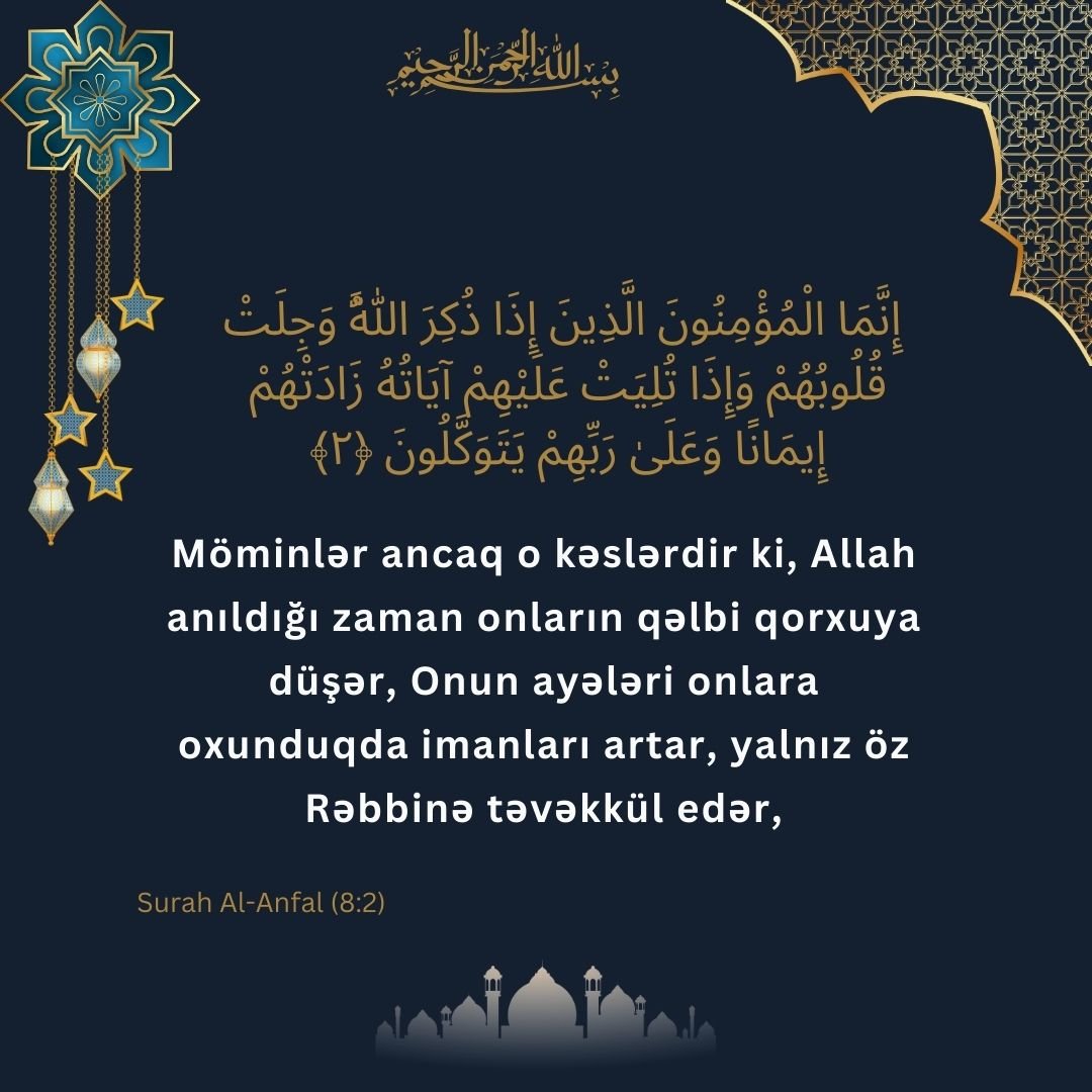 Image showing the Azerbaijani translation of Surah Al-Anfal (8) verse 2.