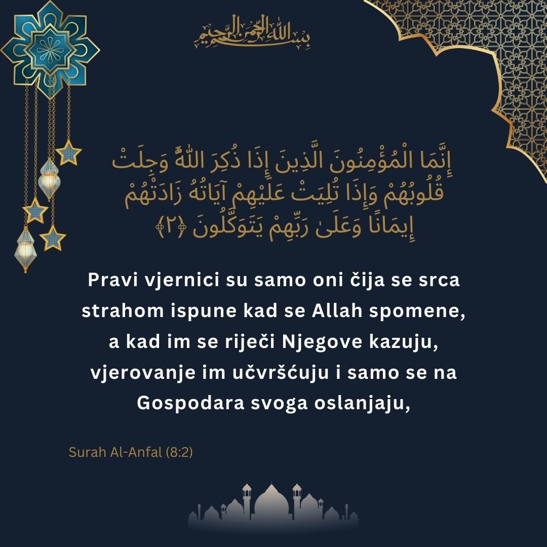 Image showing the Bosnian translation of Surah Al-Anfal (8) verse 2.
