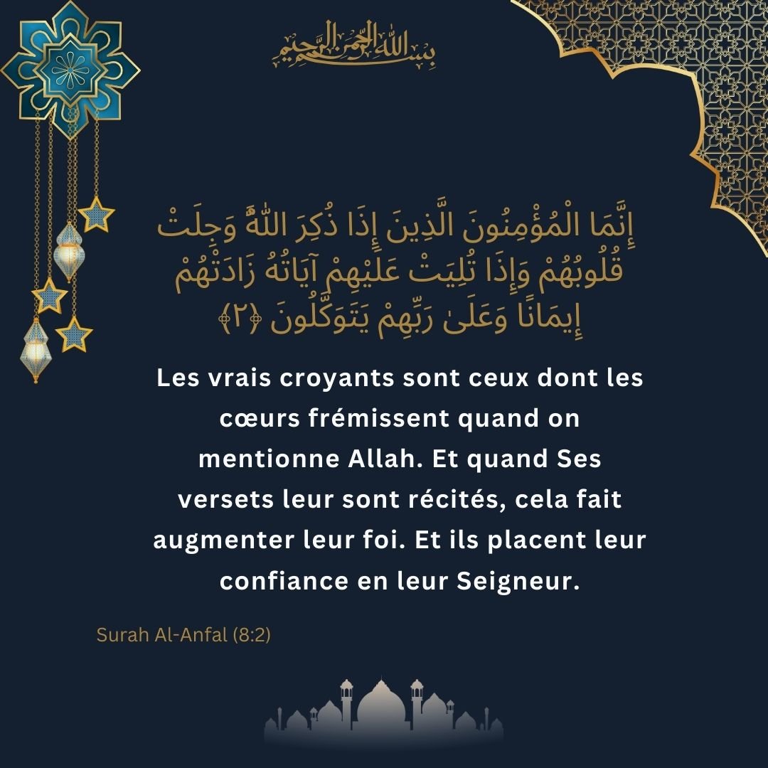 Image showing the French translation of Surah Al-Anfal (8) verse 2.