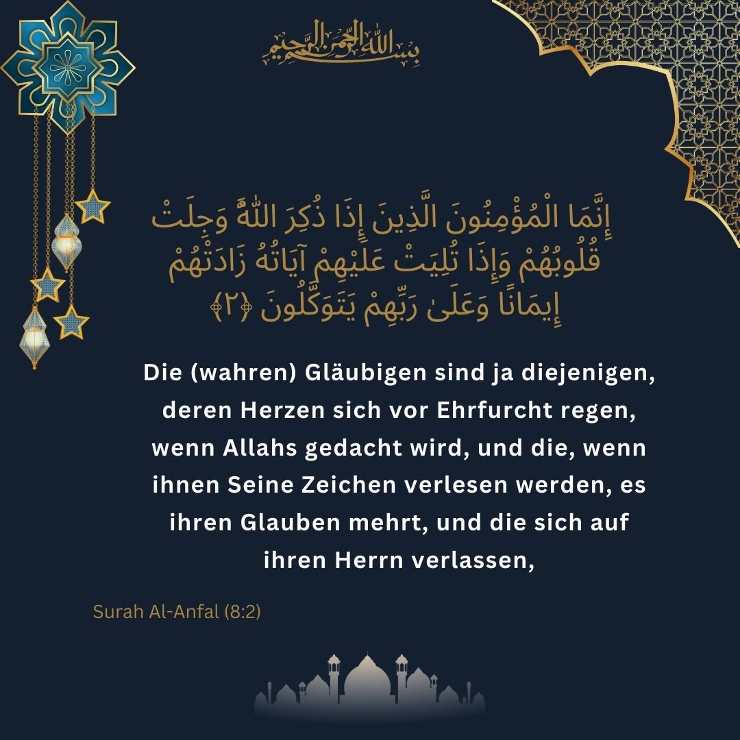 Image showing the German translation of Surah Al-Anfal (8) verse 2.
